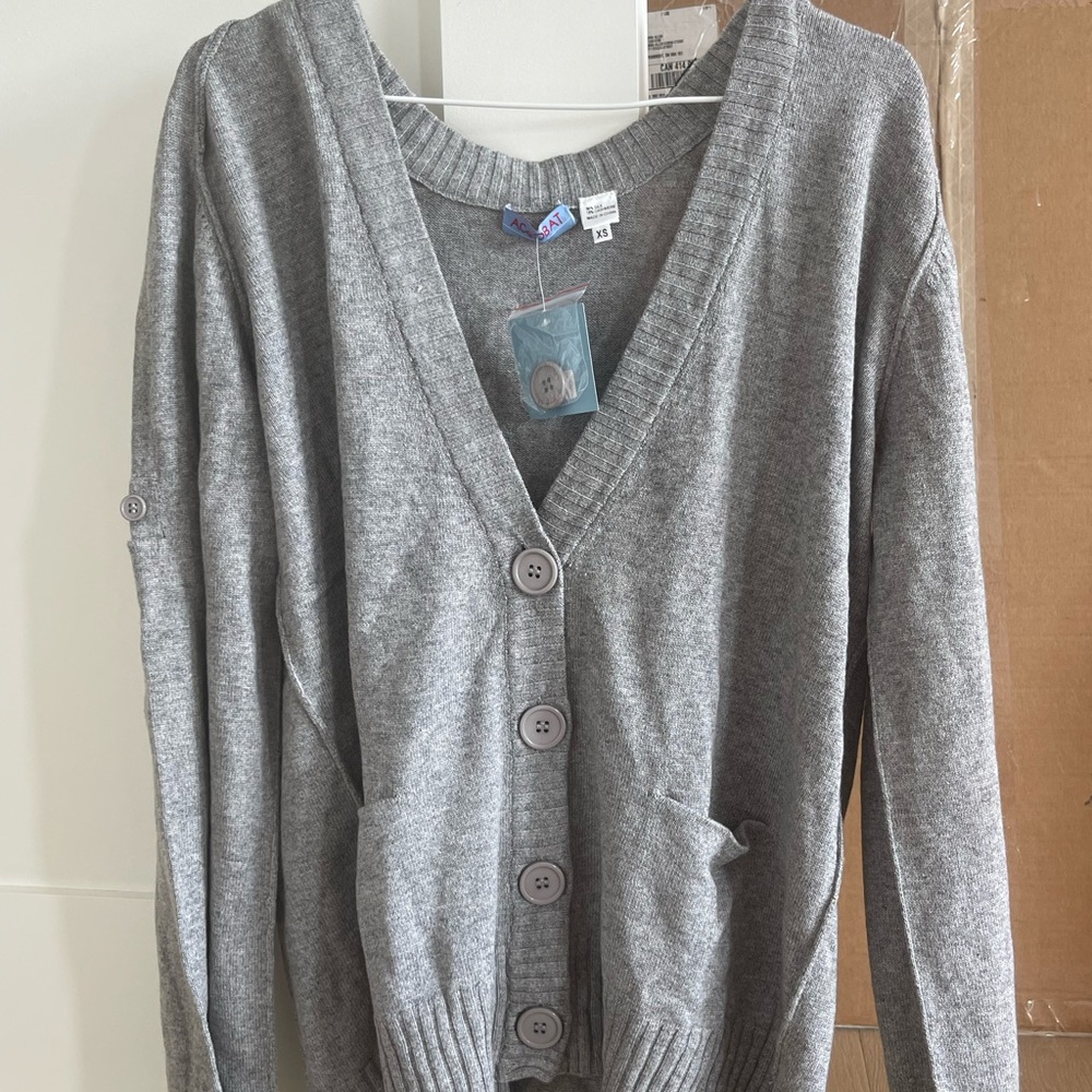 Acrobat Women's Gray Button-Up Cardigan Sweater